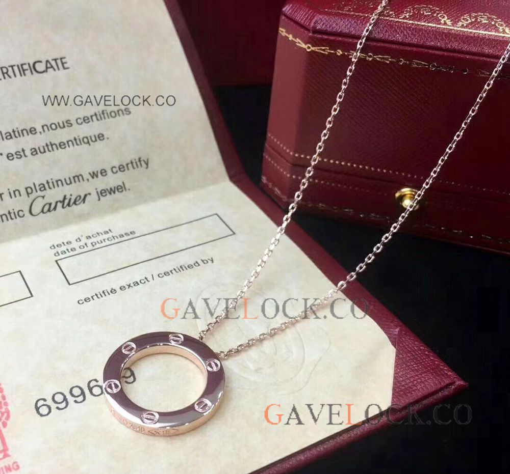 Simple Style Cartier LOVE Rose Gold Pendant Necklace / AAA Replica